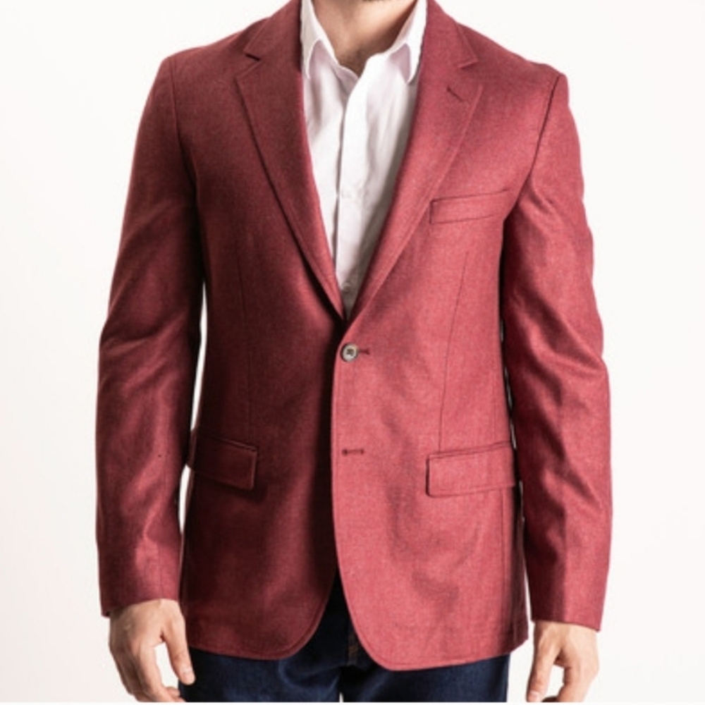 Thom Hudson Raspberry Color Italian Silk & Wool‎ Men's Sport Coat Jacket 38R